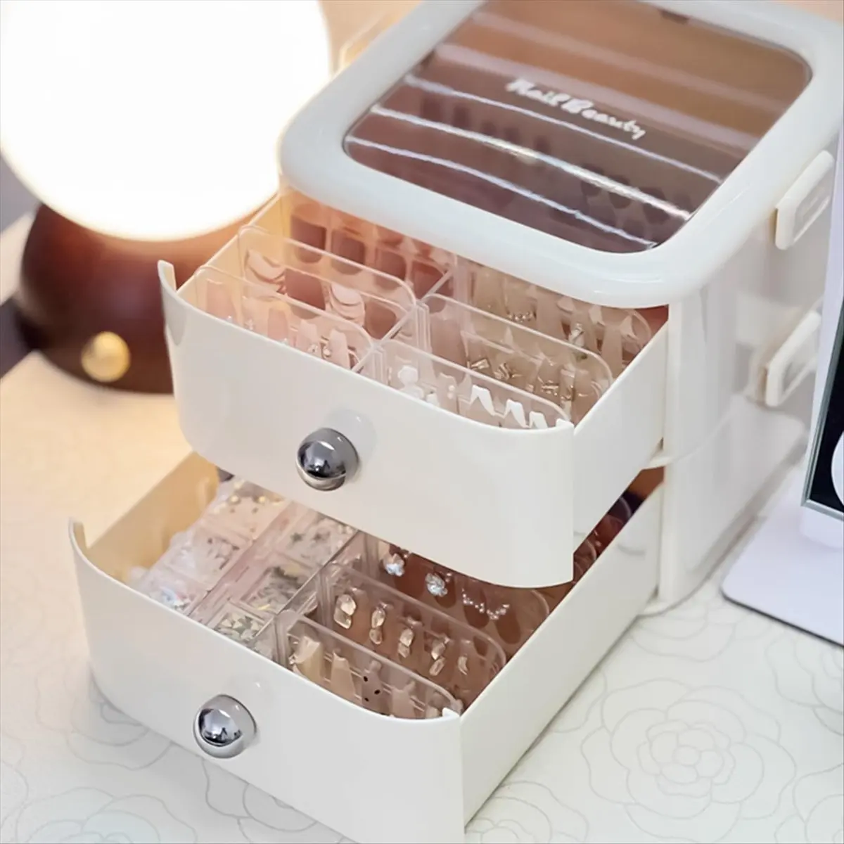 N14R Top Nail Art and Eyelashes Storage Box Organize and Display Hand-Made Nail Tips Eyelash Jewelry Multi-Layer Drawer