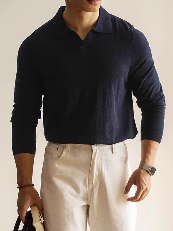 

Ondine Men's Knitted Long Sve irt Casual Leisure Knitwear Autumn Winter New Sle Busin Casual Sweater Trendy