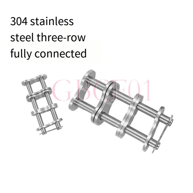 304 Stainless Steel Triple Strand Chain Full Joint Link 06B 08B 10A 12A 16A 20A Conveyor Roller Industrial Chain