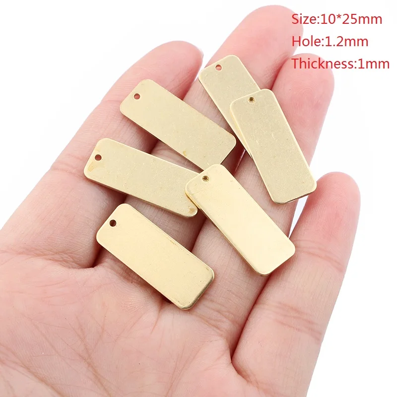 10pcs Raw Brass Rectangle Charms for DIY Jewellery Making