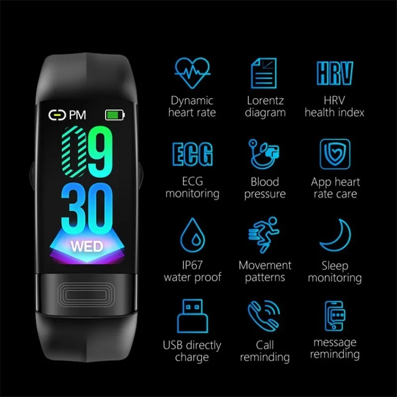 Applicable to P11 color screen smart bracelet ECG + HRV ECG monitoring blood pressure monitor exercise step counting waterproof