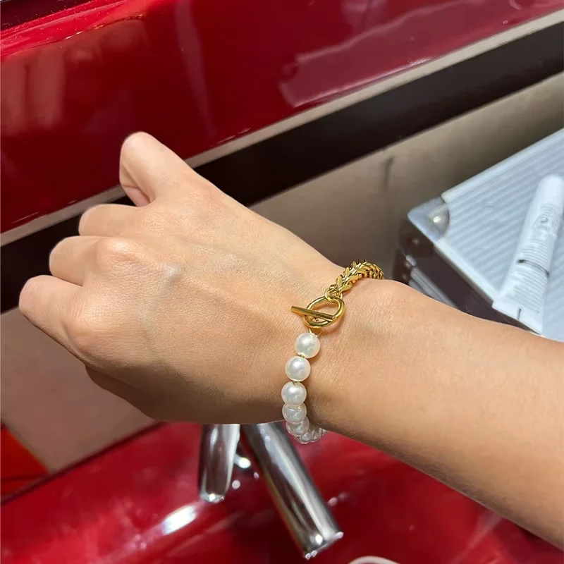 Stainless Steel Layered Charm Bracelet For Women Retro Punk Gothic Portrait Heart Pearl Bracelet Jewelry 2022
