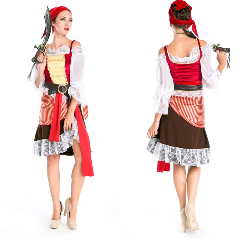 

New Halloween Party Costume Cosplay Pirates Of The Caribbean Captain Jack Sparrow Dress For Women Couple Pirate Costumes