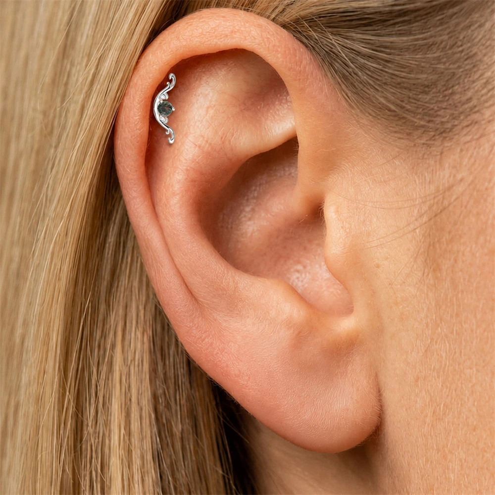 AIDE Natural Water Arass Agate Geometric Waves/Leaves Piercing Earrings Women's 925 Sterling Silver Dainty Luxury Fine Jewelry view 4