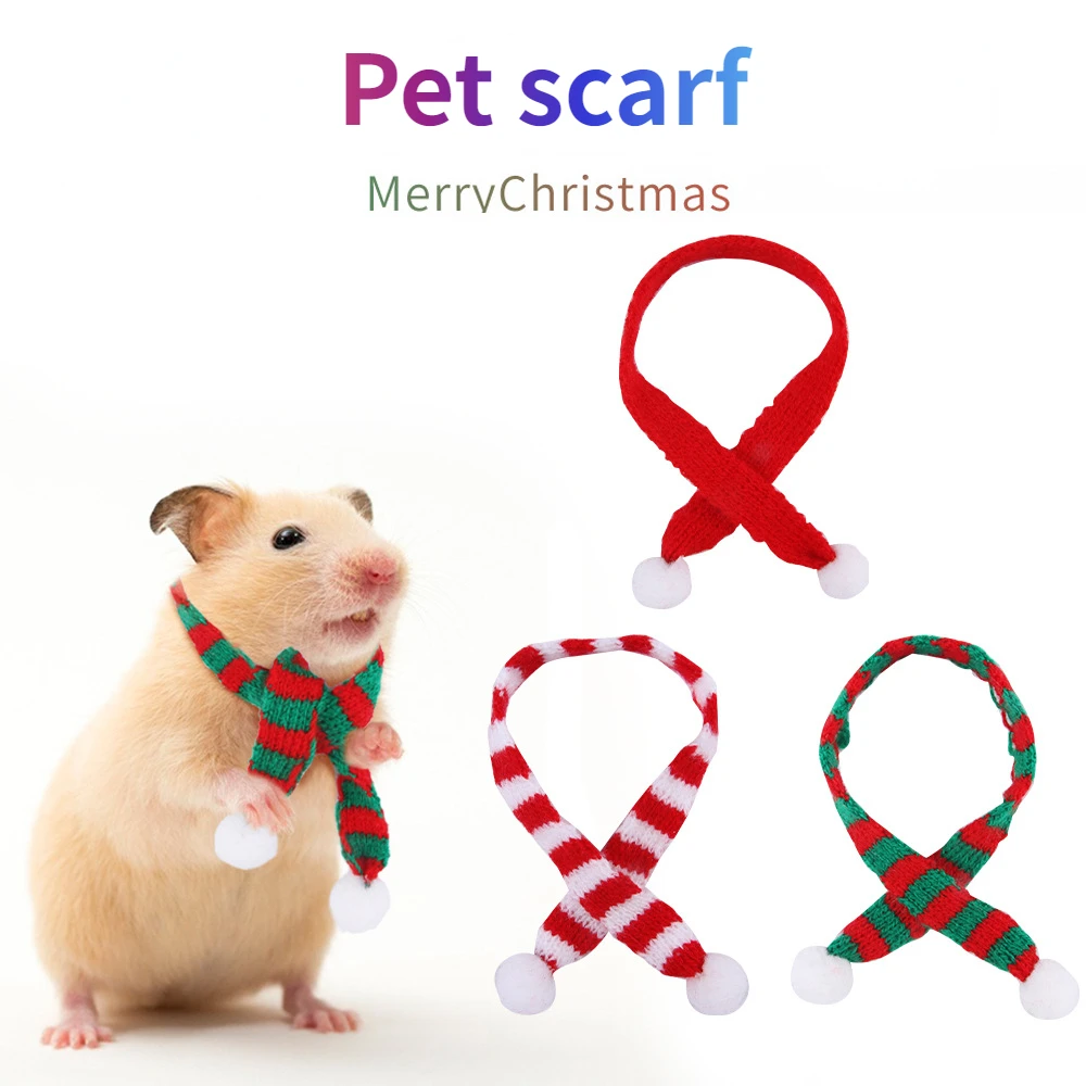 Set di sciarpe di pollo per animali domestici di natale Mini sciarpa di babbo natale verde rossa cappello di natale di piccoli animali per pappagallo di GuineaPig di criceto di anatra di gallina