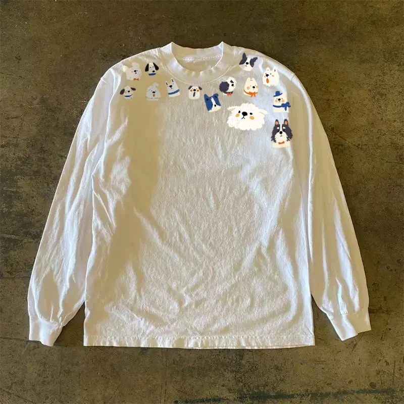 長袖純綿tシャツ-メンズ-レディース-カップル-プリント-カジュアルウェア-海外オーダー-オーダーメイド商品-アメリカントレンド
