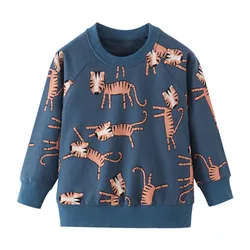 Jumping Meters New Arrival Tigers Print Boys Sweatshirts Autumn Spring Children's Clothes Long Sleeve Hooded Tops Sport Shirts