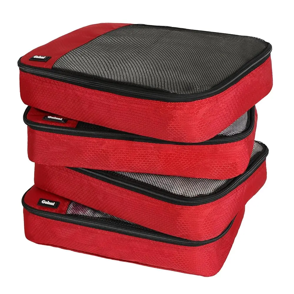 

Free ShippingPacking Cubes for Travel Essentials,4 Set Packing Cubes for Suitcases,Lightweight Mesh Luggage Organizer Bag,Red