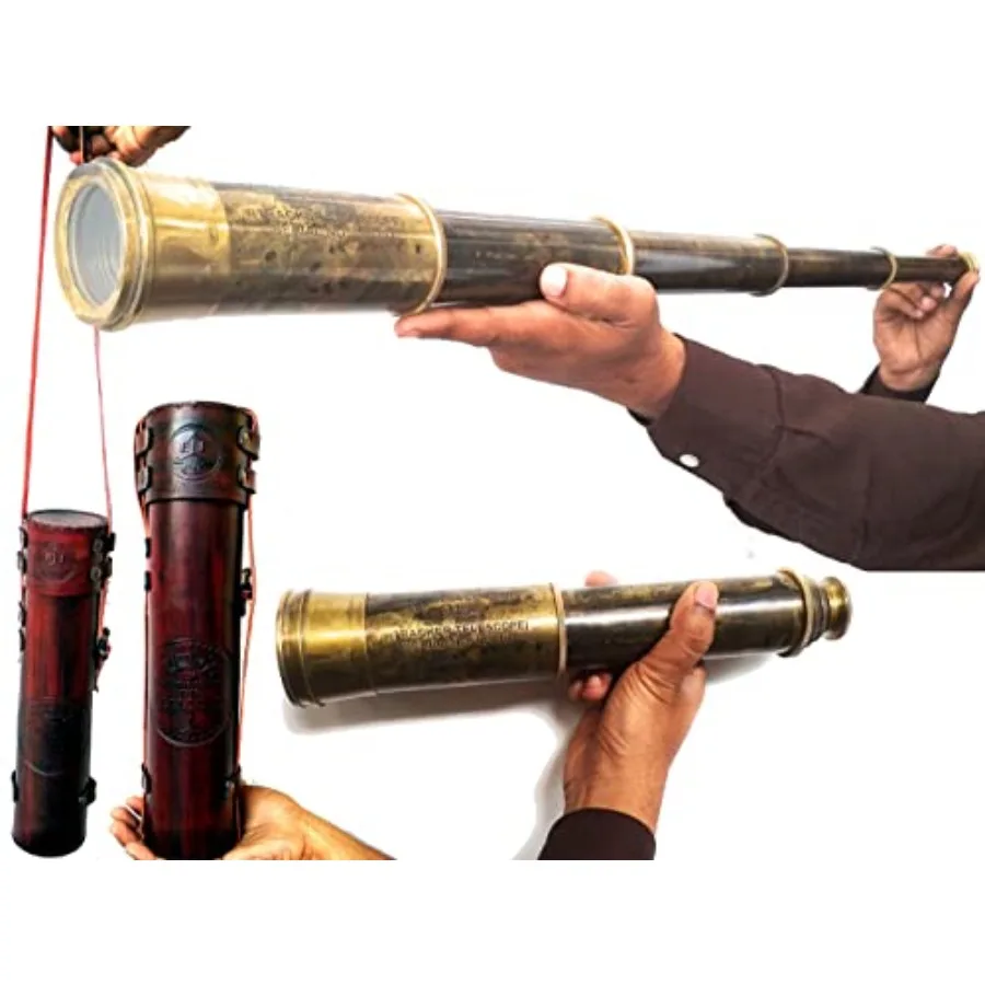 

Rare Brass Telescope Spyglass - East India Company 1818 Tracker Vintage Pirate Spyglass Scope Antique 32" Large Handstitched Le
