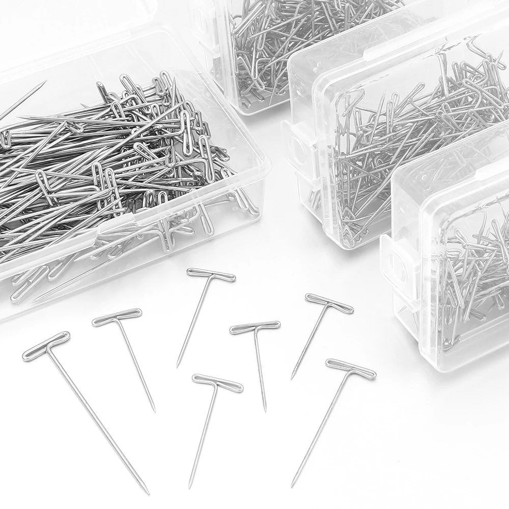 100pcs/box Stainless Steel T Pins Wig Fixing Needles Metal T Shape Pins For Wig Making Hair Extension Fixing Jewelry Supplies view 3