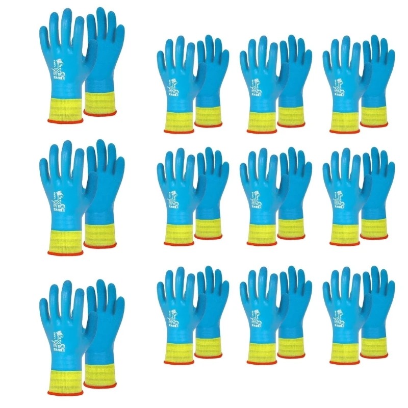 

QX2B Kids Safety Gloves 12Pair Thick Latex Protective Gear for Children, Pet Bites Resistant, Breathable Back Water Resistant