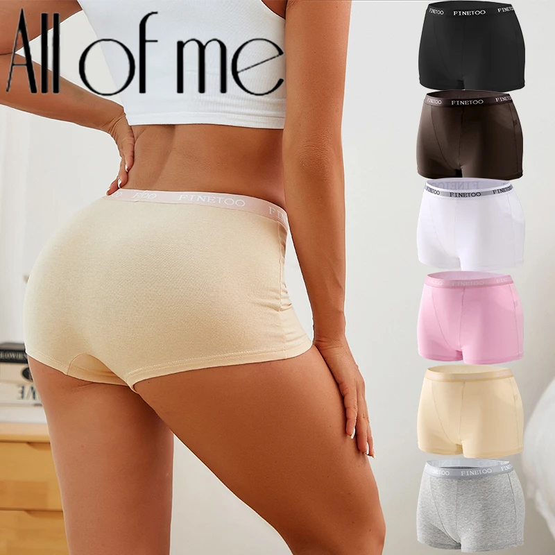 1Pcs Cotton Boxers Underwear For Women Sexy Ladies Safety Short Pants Seamless Large Size FINETOO  Boyshorts Low Waist Lingerie