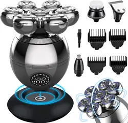 5-in-1 Electric Shaver for Men 7D Floating Beard Trimmer Shaver Clipper Cutter Head Base Charging Waterproof Shaving Machine