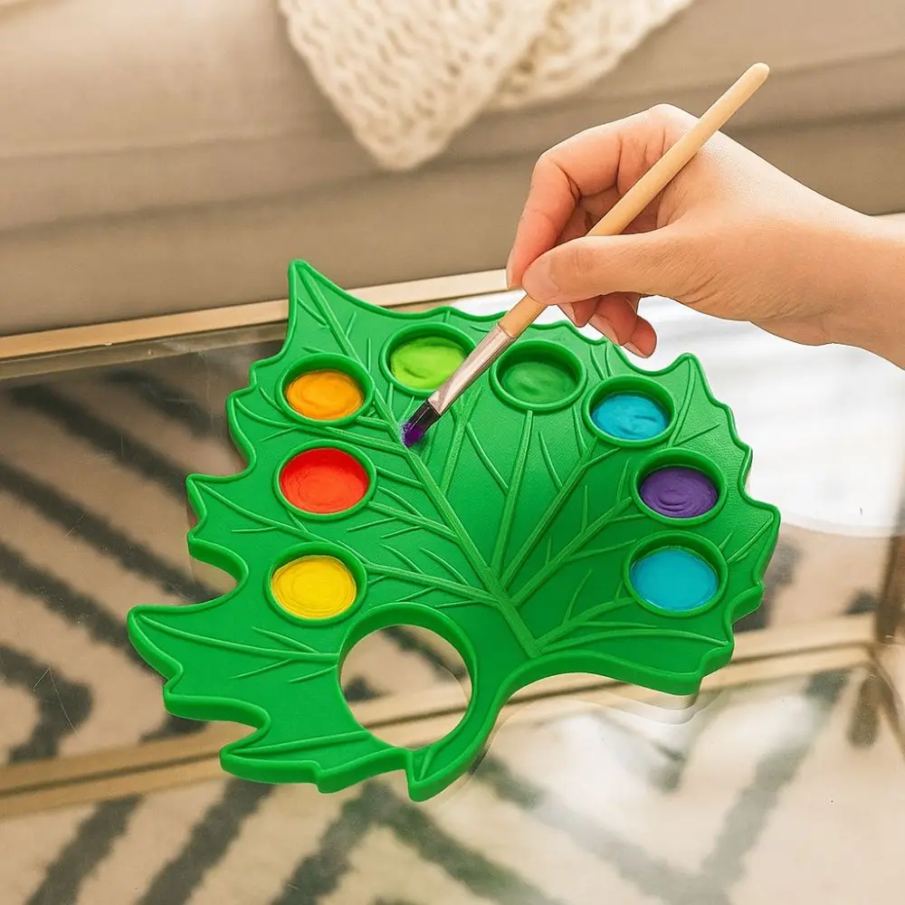 

Durable Green Leaf Watercolor Palette Reusable Removable Paint Palette Plant Shape Mixing Tray Oil Paint