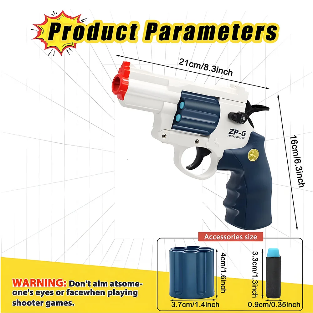 Pistolet z miękkimi kulami, rewolwer, zabawka, pistolet, bezpieczne pistolety dla chłopców, prezent urodzinowy, dropshipping, Tiktok