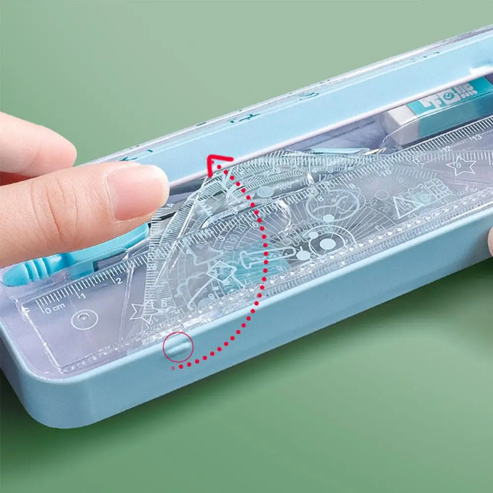 Imagem -05 - Kit Geometria Matemática com Réguas Bússola Transferidor Recargas Borracha Caixa de Metal Material Escolar para Desenho e Desenho Pcs