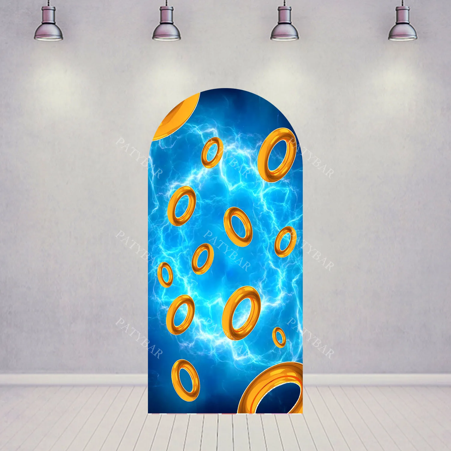 Arche de fond en polyester pour fête d'anniversaire de garçon, motif héros de course, hérisson bleu rapide, accessoires de photographie