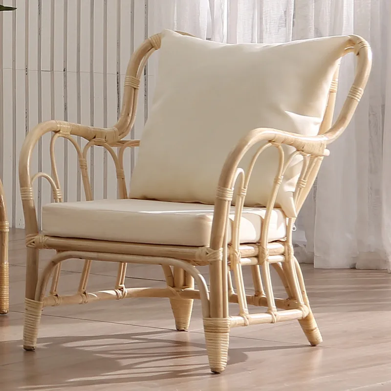 

Modern simple leisure chair household rattan adult attan Japanese lazy sofa indoor room balcony