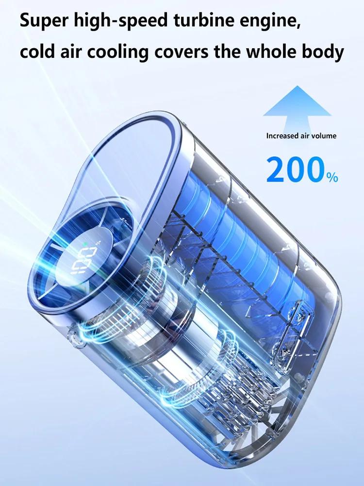 

New 100 Speeds Waist Hanging Fan Portable Waist Clip Outdoor Charging Model Endurance Battery Silent Neck Hanging Small Fan