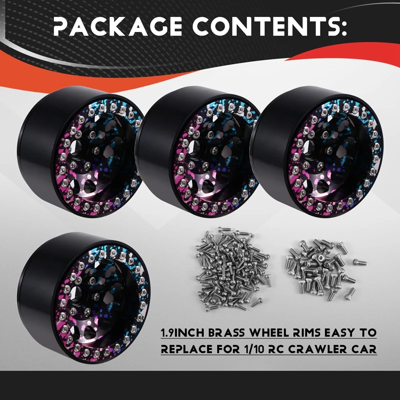 1.9Inch Beadlock Wheel Rim Rim Hub For 1/10 TRX4 SCX10 Wheel Rim For 1/10 TRX4 SCX10