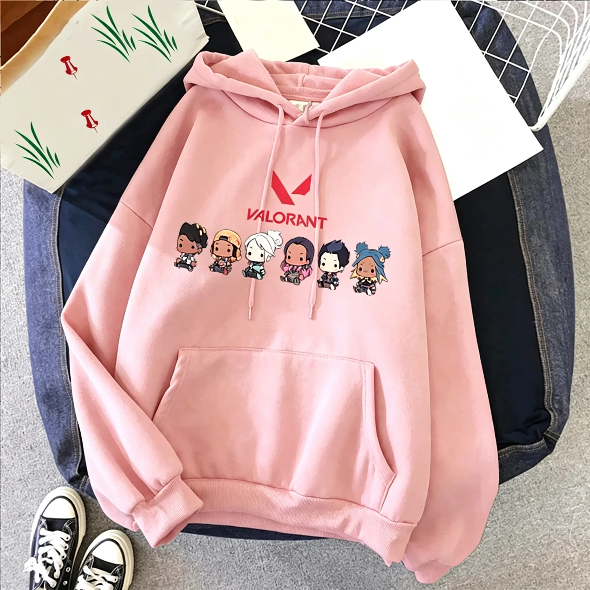 Valorant Anime 2D-Druck Herren Baumwoll-Hoodie Lässiger Oversize-Pullover Beliebter Streetwear-Mode-Sweatshirt Trendige Herrenbekleidung – Detail 13