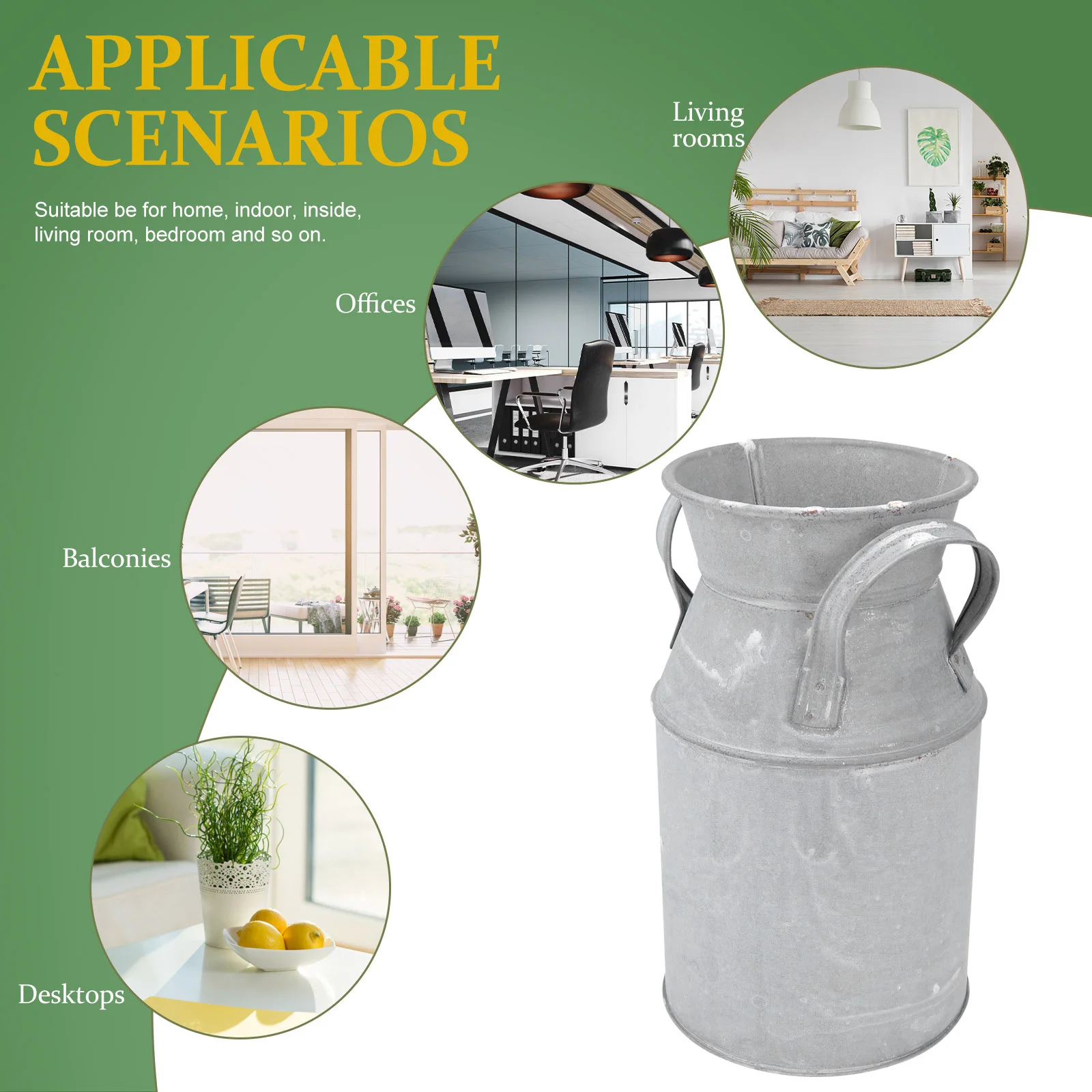 مزهرية زهور جافة دلو حديد عتيق لديكور المنزل نباتات الحديقة معلقة على الحائط أصيص زهور صغير لسطح المكتب عتبة النافذة #3