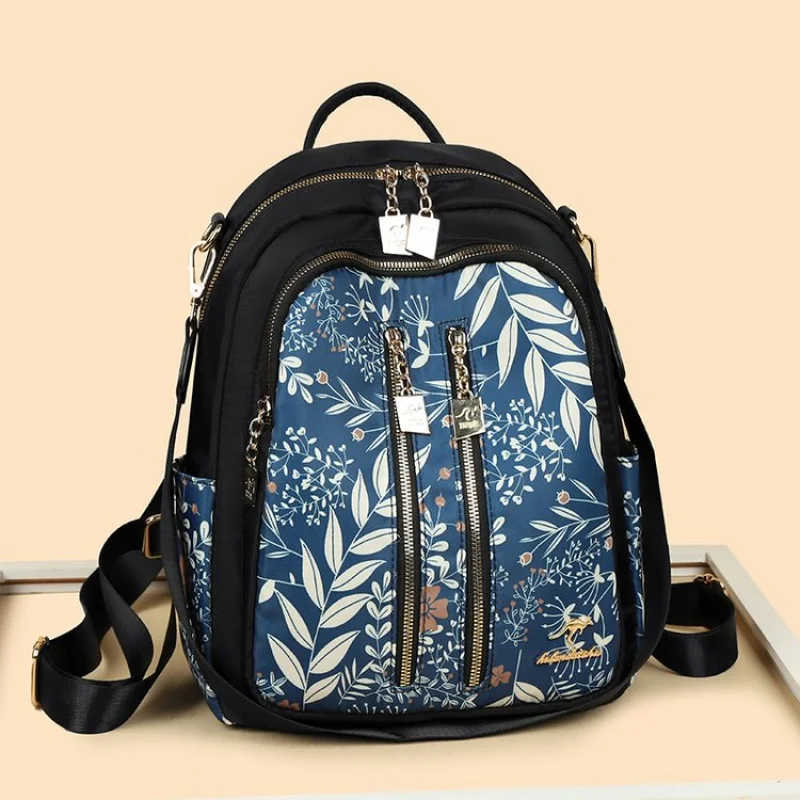 One-size-fits-all Backpack Oxford Fabric Zipper Floral Print Trendy Casual Outdoor Travel Backpack
