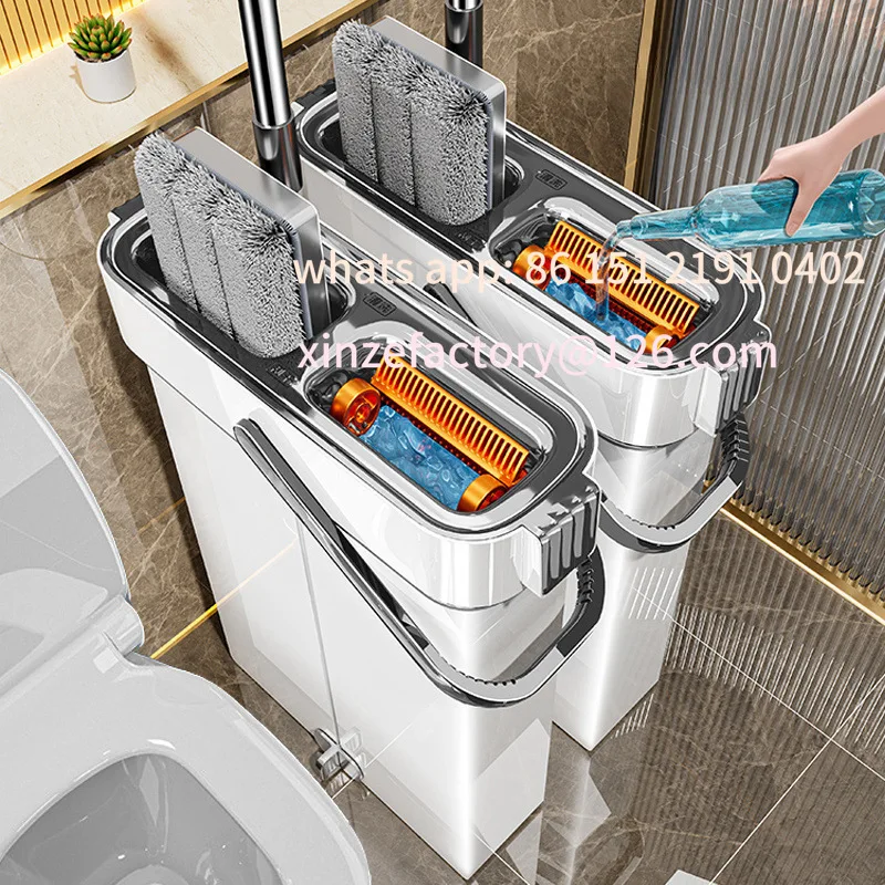 

Customizable Scratch Mop Home Hands-Free Mopping Artifact with 130cm Bucket and Four Mops Available