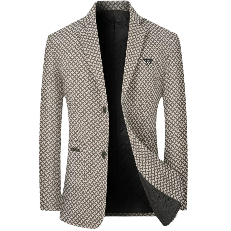 

Новый мужской пиджак весна 2026: деловой повседневный костюмный жакет для мужчин среднего возраста, модная офисная верхняя одежда