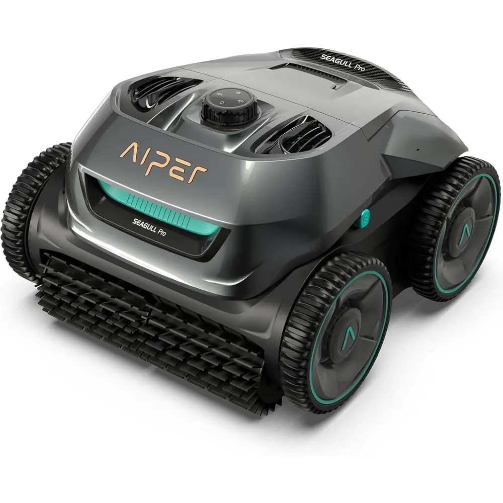Advanced Robotic Pool Cleaner with Wave Navigation, Wall-Climbing, Quad-Motor, 150-Minute Battery Life, Suitable for Inground Po