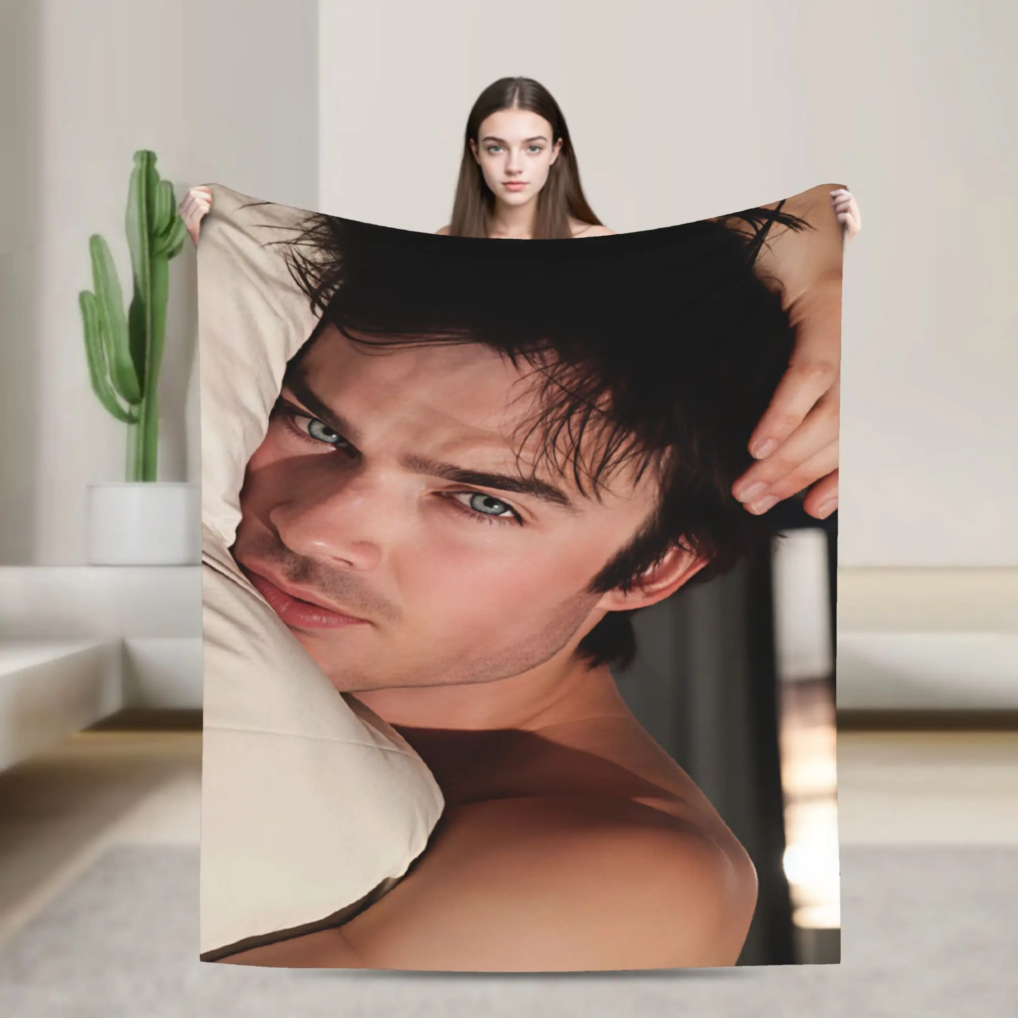 Ian Somerhalder Soft Warm Blanket  Travel Office Plush Bedding Throws Novelty Couch Chair Flannel Bedspread Sofa Bed Cover