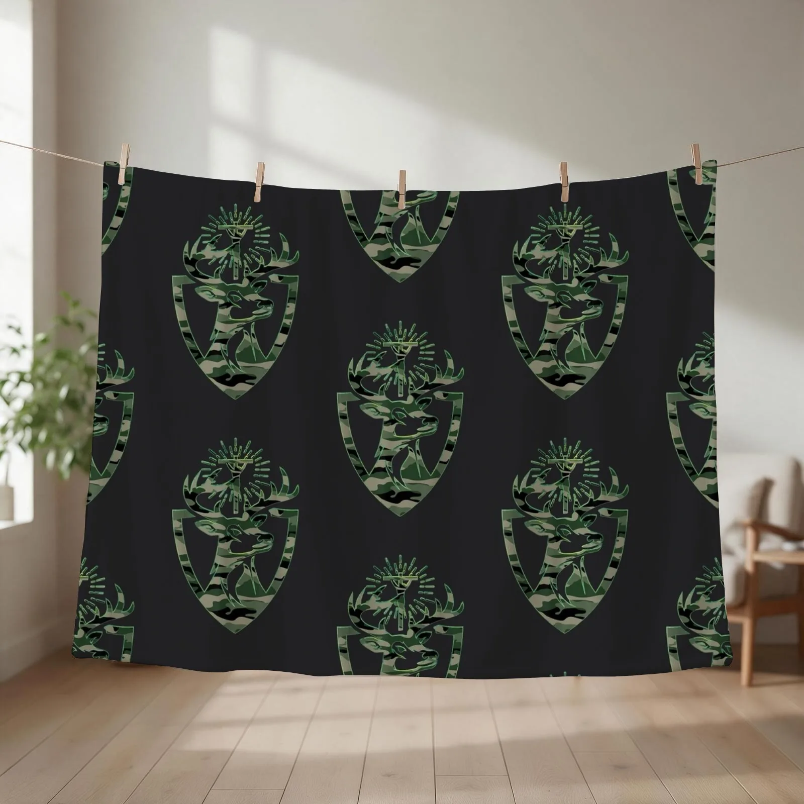 St, Hubert Hubertus Patron Saint of Hunters Stag Throw Blanket couch cozy soft plush fuzzy picnic outdoor blanket