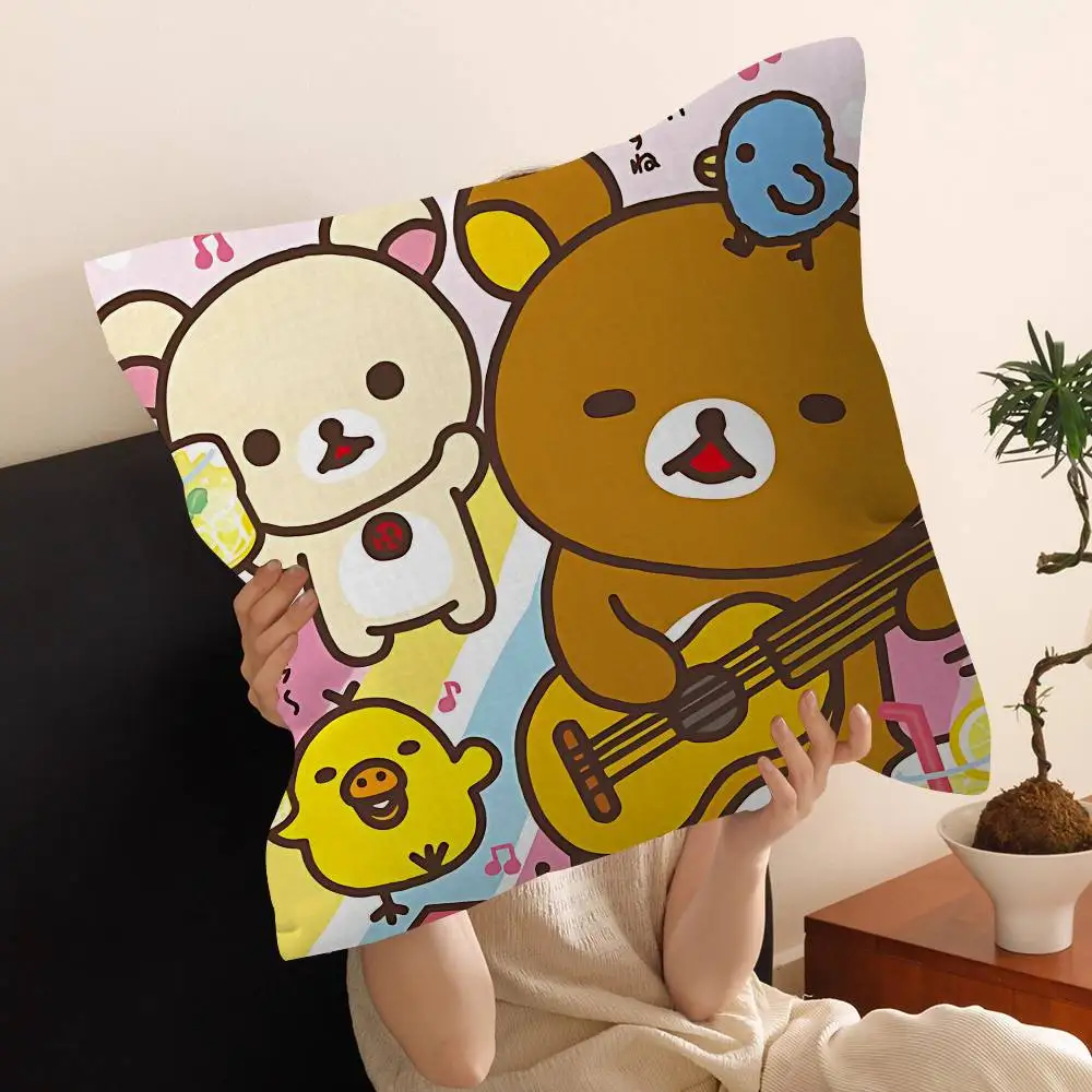 Cute Cartoon R-RilakkumaS Pillow Covers Cartoon Sofa Decorative Home Double-sided Printing Short Plush Cute Cushion Cover