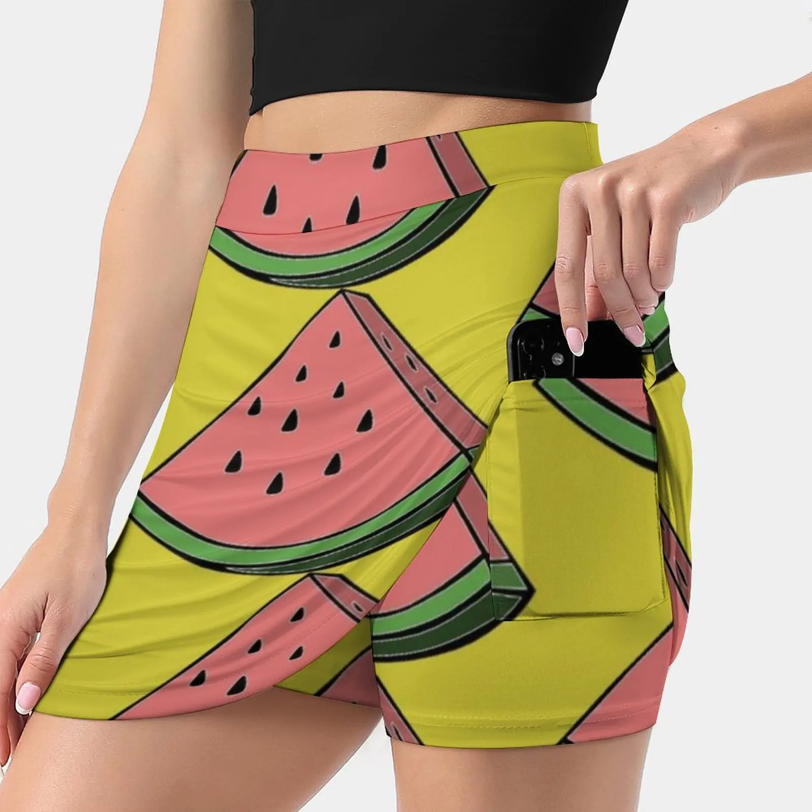 Pop Art Watermelon Women's skirt With Hide Pocket Tennis Skirt Golf Skirts Badminton Skirts Running skirts Watermelon Fruit