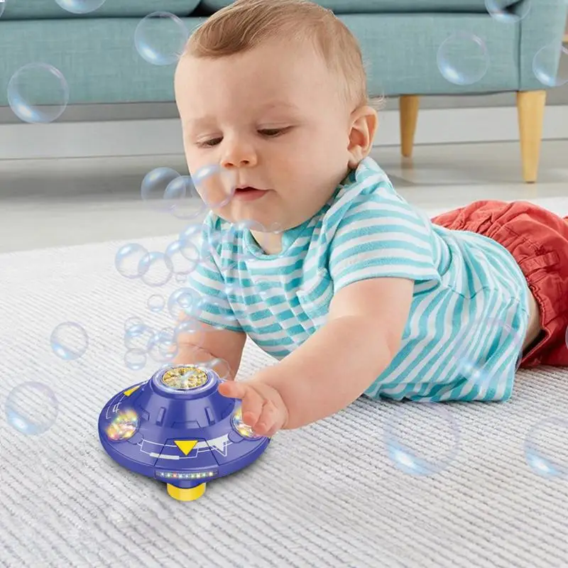 Light Up Flying Bubble Blower Machine Saucer Bubble Toys USB Rechargeable Bubble Blower For Relaxing Kids Outdoor Toys