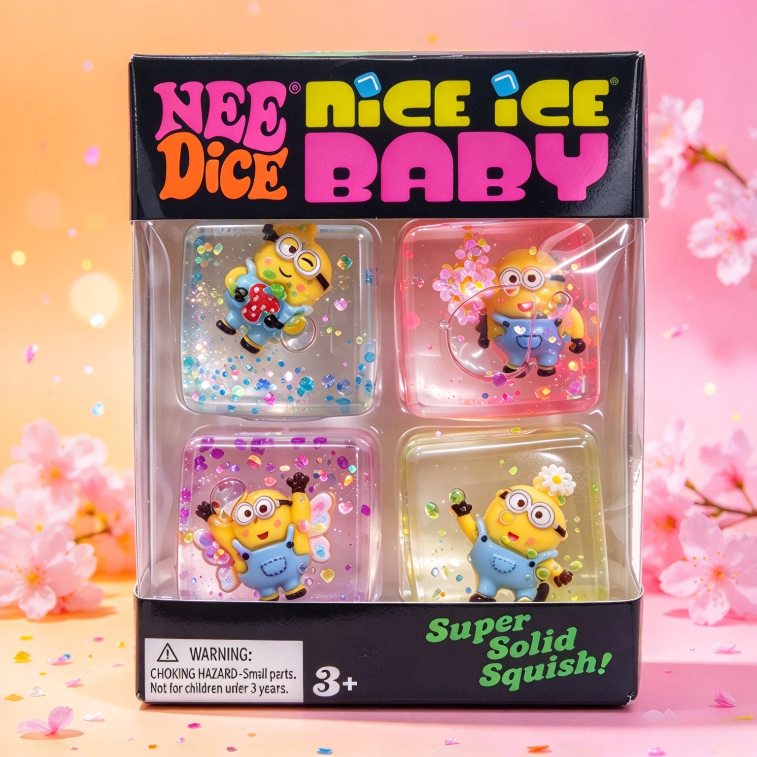 4 Stück NeeDoh Nice Ice Baby Eiswürfel-Quetschspielzeug, langsam zurückfederndes Anti-Angst-Sensorik-Fidget-Spielzeug, Stressabbau-Geschenk für Kinder und Erwachsene – Detail 3