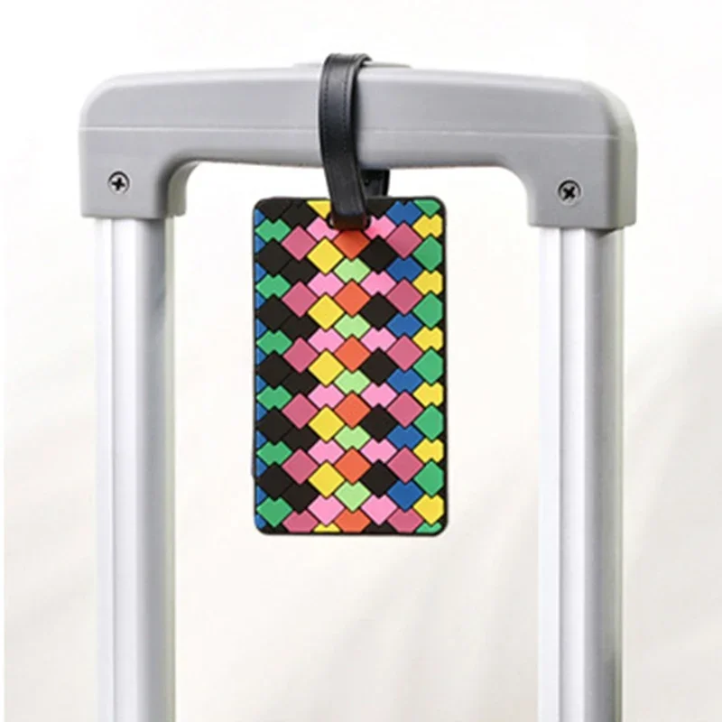 

Ретро силиконовые ПВХ модные геометрические багажные бирки дорожный чемодан ID добавки держатель с именем багажная этикетка аксессуары для женщин и мужчин