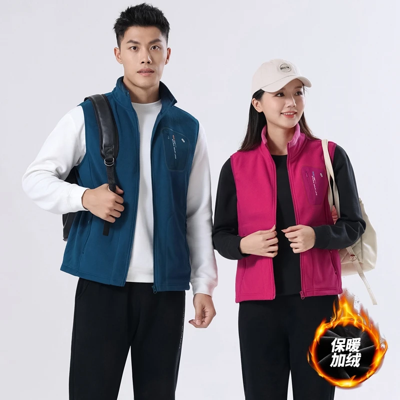 Fleece Women Vests Autumn Korean Loose Size Sleeveless Jacket Ladies Zipper Casual Waistcoat Man Climbing Hunting Fishing Wear