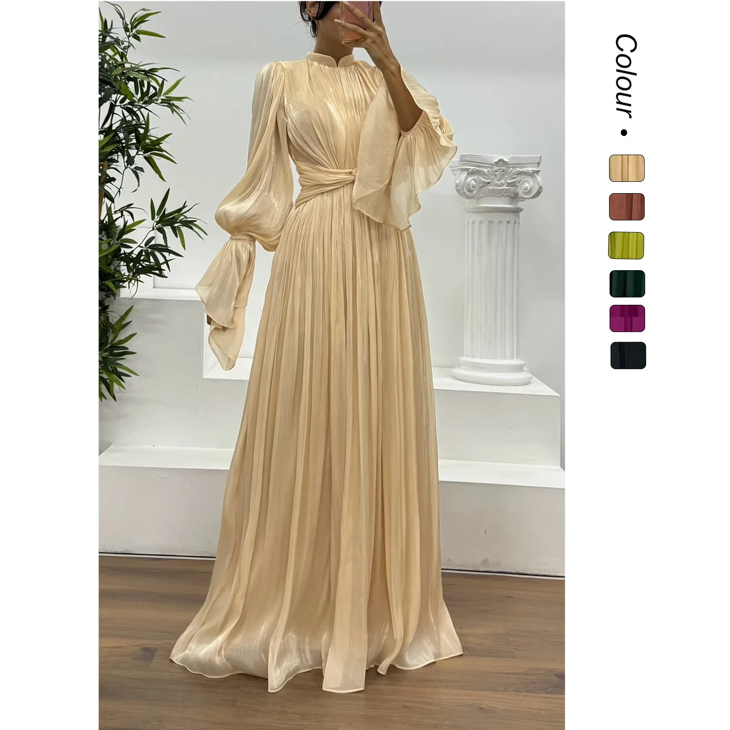 

2026 Summer New French Style Elegant Dress Waist-cinching Dress 68832 Women's Casual Dresses Robe Midi Luxury