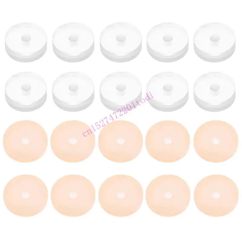 Almohadillas disco transparentes 50x7mm, parches soporte para lóbulo oreja, almohadillas disco pendientes