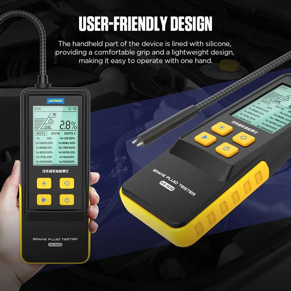 

Brake Fluid Tester Automotive Brake Oil Tester Compatible for DOT3/DOT4/DOT5.1/ENV4/ENV6 ATE/TRW MOBIL Z4D6