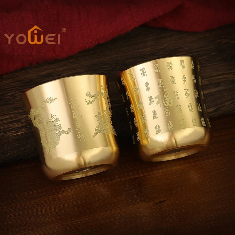 Tea Cups Tea Mug Brass Homeware China Antique Bar Drinkware Ancient Teacup for Drink Tea Coffee Tabletop Home Office Decor