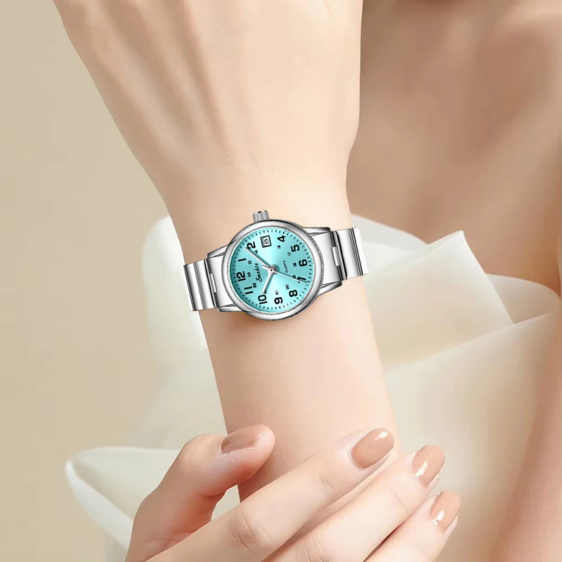 

Sunkta LIGE Classic Luxury Woman Watch Elegant Fashion Stainless Strap Simple Dial Auto Date Ladies Dress Watches for Women+Box