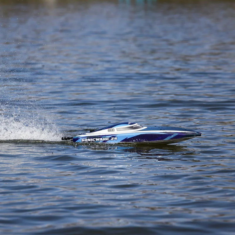 Proboat Sonicwake 24 قارب سريع كهربائي يتم التحكم فيه عن بعد وجهاز تحكم عن بعد RC 3S دفع بدون فرش 1/24 نموذج قارب مع ميزة