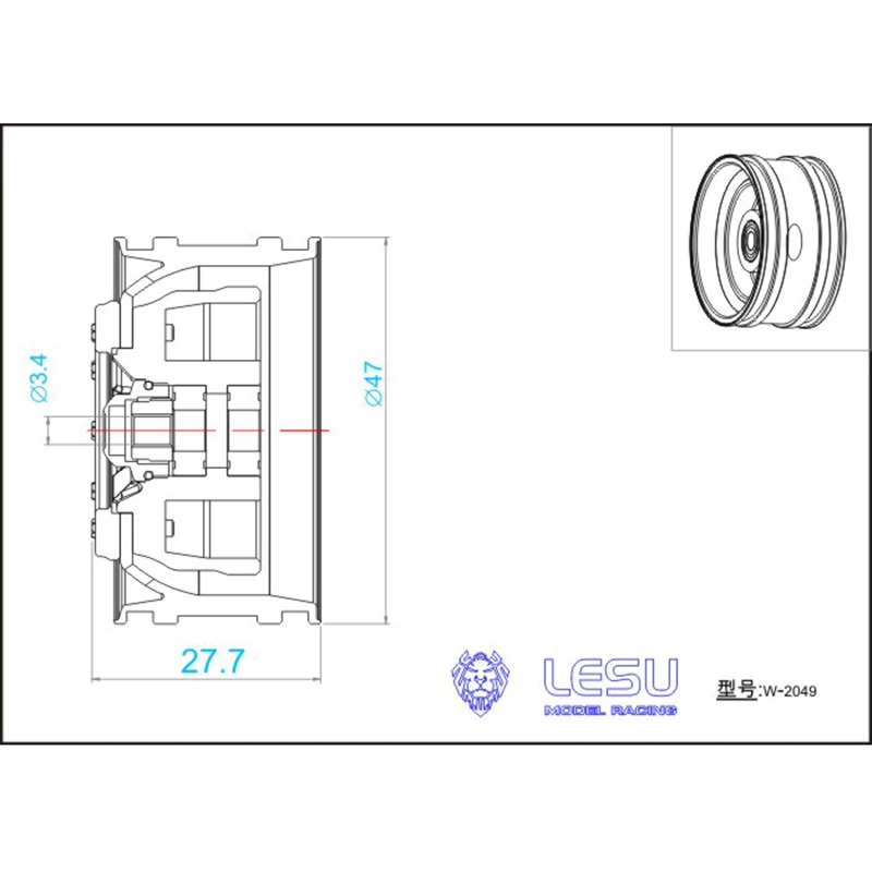 LESU-Hub De Roda De Metal, Trator Tamiyay Fh12 Fh16, Rolamento De Caminhão, Brinquedos Ao Ar Livre, DIY, TH15093, 1, 14 RC