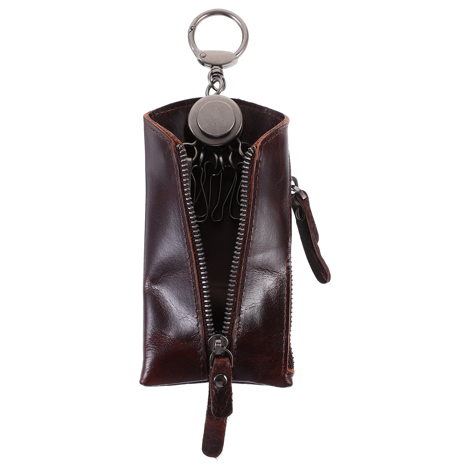 

Case Rings Brown Cowhide Car Wallet Holder For Men Women Durable Car Cohide Key Container Key Wallet Organizer Pouch