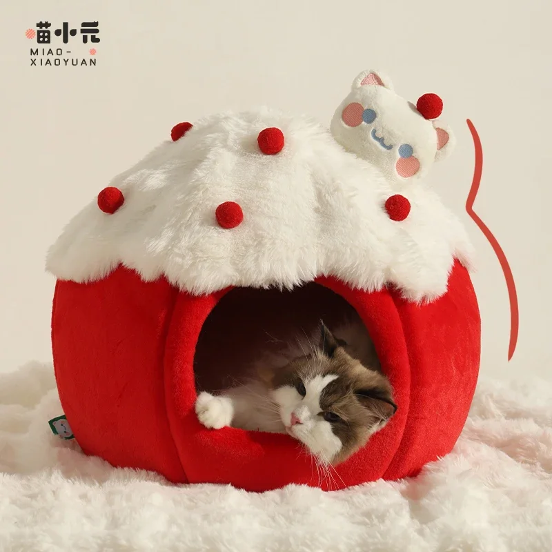 Snowball cat nest winter warm closed cat litter winter cat security litter kennel small dog