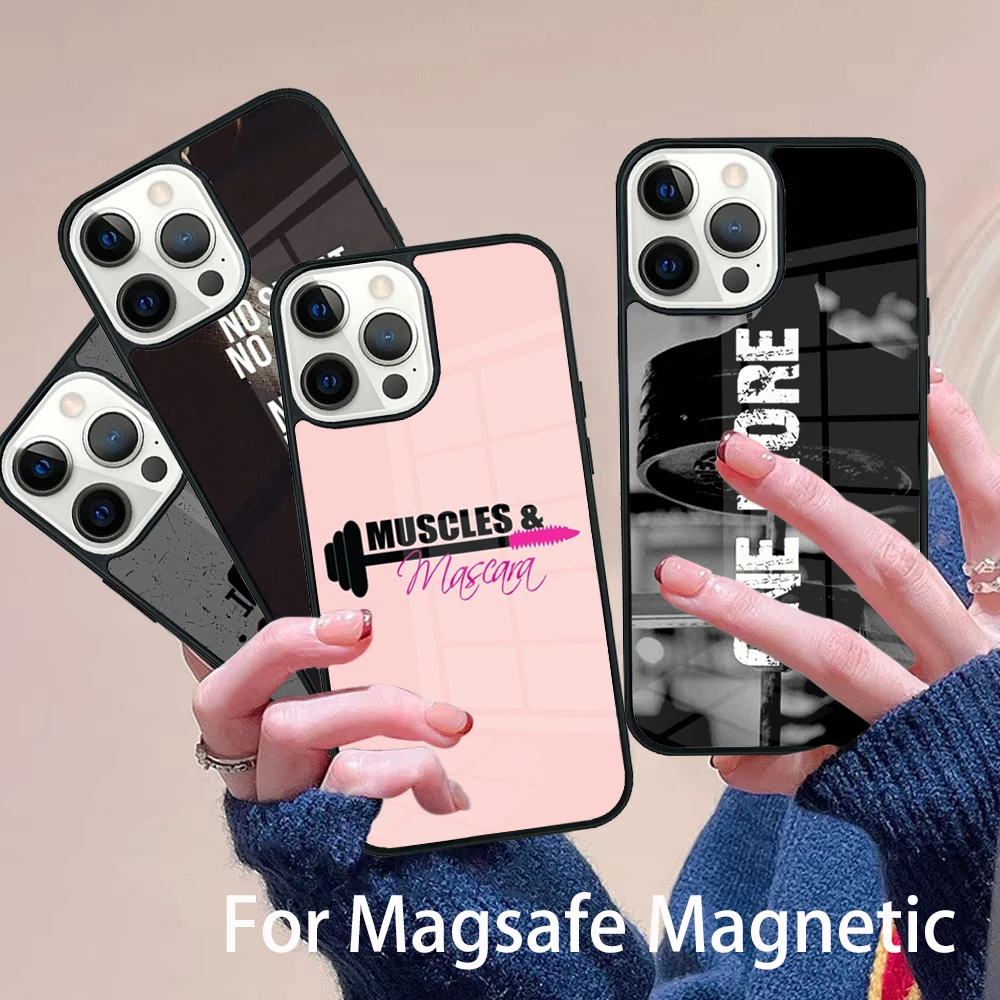 

Bodybuilding Gym Motivation Phone Case Magesafe Magnetic Wireless Charge Cover For IPhone 16 11 12 13 14 15 Pro Max Plus Mini