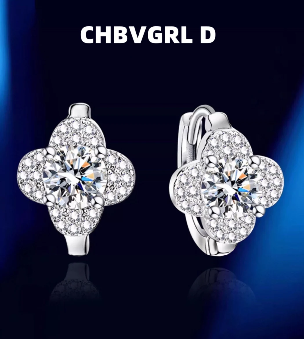 

[Luxury] Moissanite earrings s925 sterling silver women's luxury full diamond ear clips ear studs temperament high-end feeling