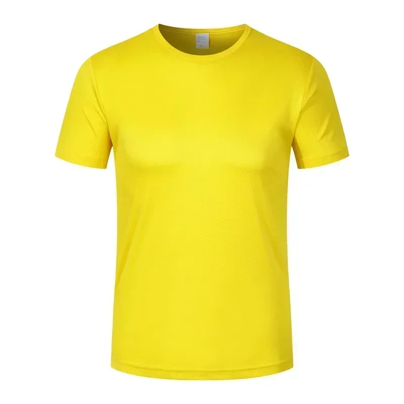 Camiseta con logotipo impreso para hombre y mujer, prenda deportiva de manga corta, de secado rápido, personalizada, para correr, gimnasio, Maratón,